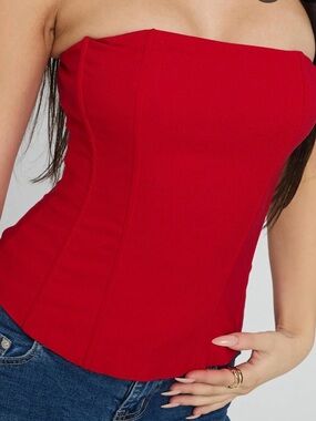 Princess Polly Red Strapless Corset Camisole